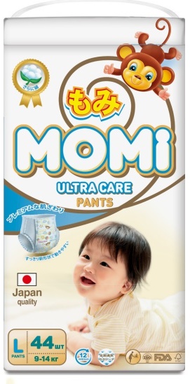 Трусики-подгузники для детей MOMI Ultra Care L44 ( 9-14 кг ) 44 шт