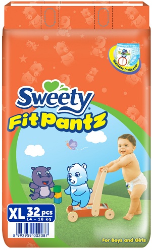 Трусики-подгузники для детей SWEETY Fit Pantz XL32 (14-18 кг) 32шт