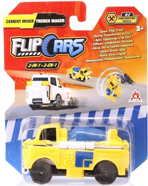 Машинка-трансформер Flip Cars 2в1 Бетономешалка и Траншеекопатель
