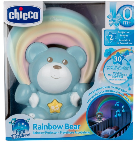 CHICCO Ночник Радужный Мишка Blue 0м+