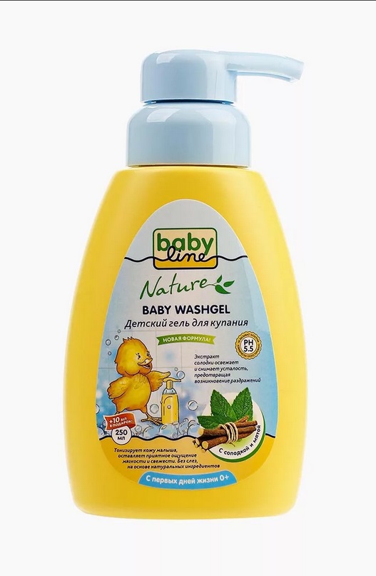 BABY LINE Детский гель для купания с солодкой и мятой 0М+ 250мл