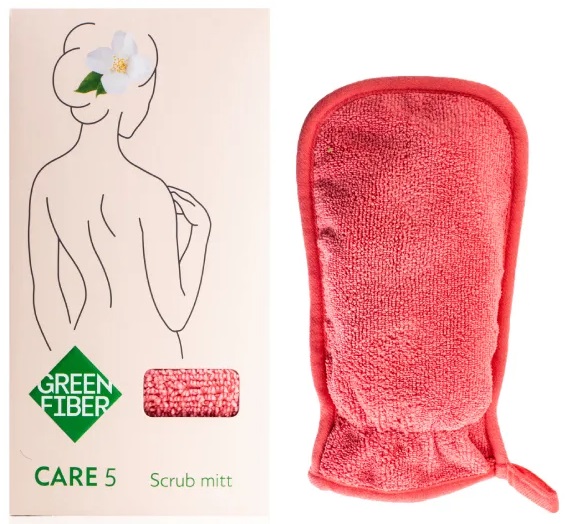 Care 5 Scrub mitt Варежка скраб для душа коралловая