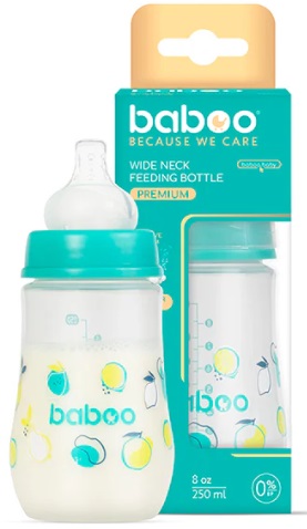 Бутылочка Пластиковая 3м+ BABOO Anti-Colic 250 мл Lagoon fiesta Соска Силиконовая