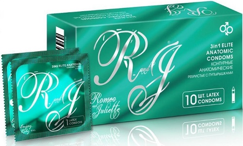 Презервативы R and J Ultra 3in1 Elite Anatomic 10шт Ребристые с Пупырышками ROMEO and JULIETTE