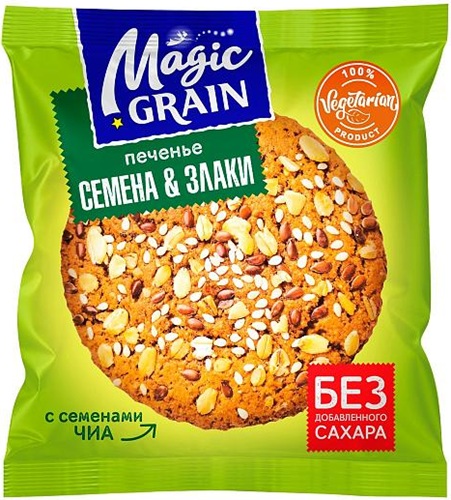 Magic Grain Печенье Семена и Злаки на мальтите 45г