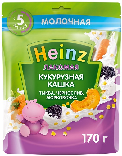 Хайнц Каша Лакомая Кукурузная тыква чернослив морковочка 170г