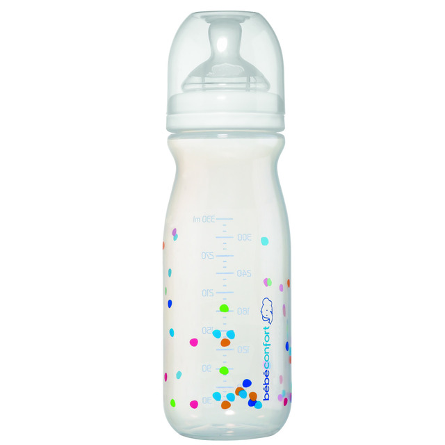 Бутылочка Пластиковая BEBECONFORT 330мл Natural Comfort с Широк/горлыш Соска Силиконовая 4м+