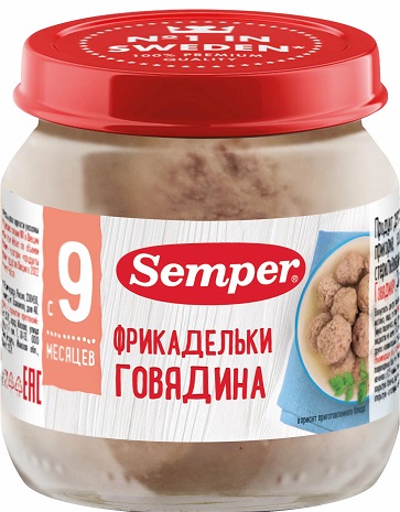 Semper Пюре Фрикадельки Говядина 100г ст.с 6 месяцев.