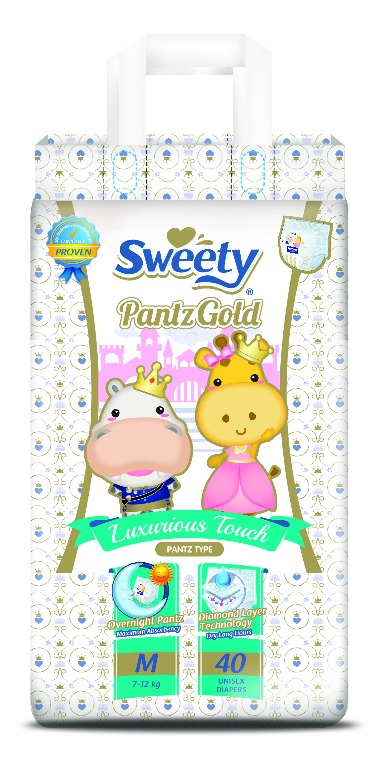 Трусики-подгузники для детей SWEETY M40 (7-12кг) 40шт PANTS GOLD