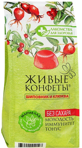 Лакомства для здоровья Мармелад Шиповник клюква 170г без сахара