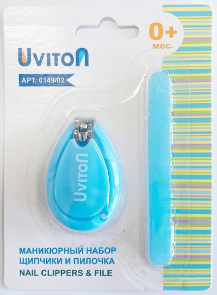 Маникюрный набор детский  UVITON арт.0149/03 Синий книпсер + пилочка