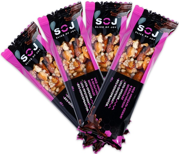 SOJ Батончик ореховый Nut Bar мед миндаль кешью солен.карамель 40г