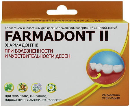 FARMADONT II При болезненности и чувствительности десен 24 пластин Фармадонт #