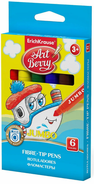 Фломастеры Art Berry Jumbo Super Washable 6 цветов