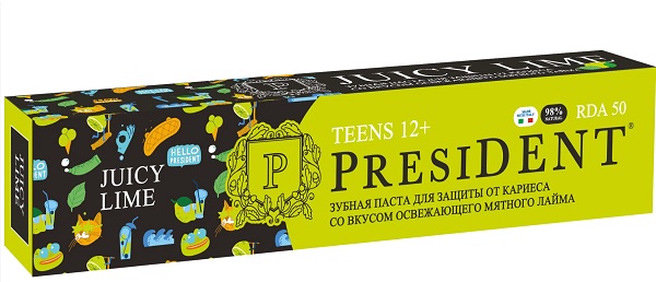 Зубная паста PRESIDENT 12+ лет Juicy Lime 70 гр