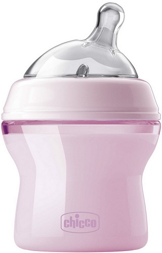 Бутылочка Пластиковая CHICCO Natural Feeling 150мл Соска Силиконовая 0м+ Pink new