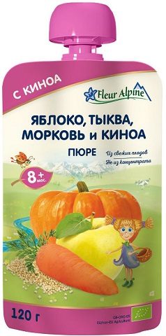 Fleur Alpine Пюре Яблоко тыква морковь Киноа 120г пауч с 8мес