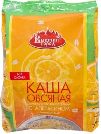 Вышний город Каша Овсяная Апельсин Лен 300г м/п моментального пригот.