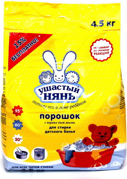 УШАСТЫЙ НЯНЬ Порошок для стирки детского белья 4,5 кг.