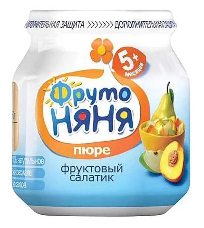 ФрутоНяня Пюре Фруктовый салатик 100г яблоко груша персик