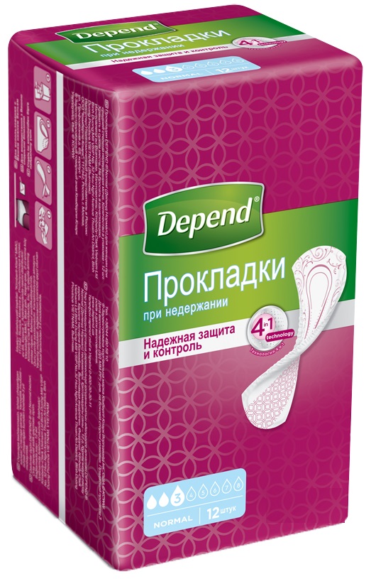 Прокладки Урологические Женские DEPEND Normal 12шт
