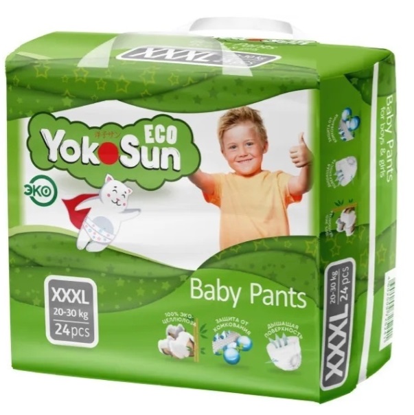 Трусики-подгузники для детей YOKOSUN XXXL24 (20-30 кг) 24шт