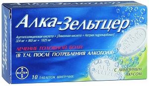 Алка Зельтцер табл. шип. №10 ( ацетилсалициловая к-та, лимонная к-та, натрия гидрокарбонат ) (Упаковка)