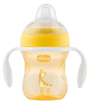 Поильник 4м+ CHICCO Transition Cup 200мл Жираф Непроливайка оранжевый
