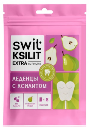Леденцы на палочке Swit Ksilit Extra груша 8шт 9335