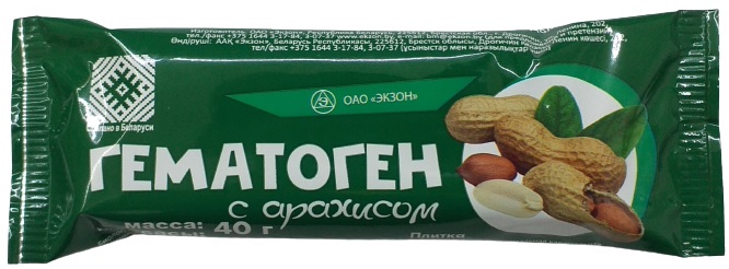 Гематоген Экзон с Арахисом 40 г Беларусь