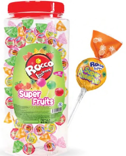 Леденец на палочке Lollipop Rocco Fruit 16г (апельсин,ежевика,клубника)