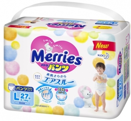 Трусики-подгузники для детей MERRIES L27 ( 9-14 кг ) 27шт