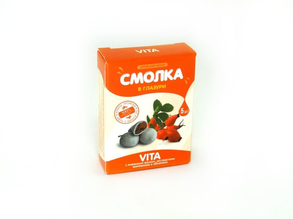 СМОЛКА Vita  в глазури с пчелиным воском, экстрактом шиповника и облепихи 5шт