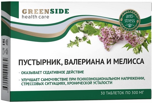 Green Side Пустырник Валериана Мелисса 300мг №60таб. &