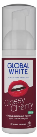 Пенка для полости рта GLOBAL WHITE Glossy Cherry Отбеливающая 50мл