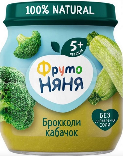 ФрутоНяня Пюре Брокколи кабачок 110г стекло с 5 мес.
