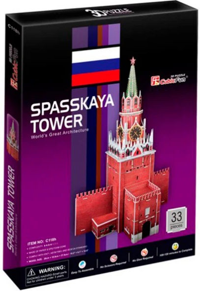 3D Пазл Спасская Башня 33 деталей CUBIC FUN арт. C118h
