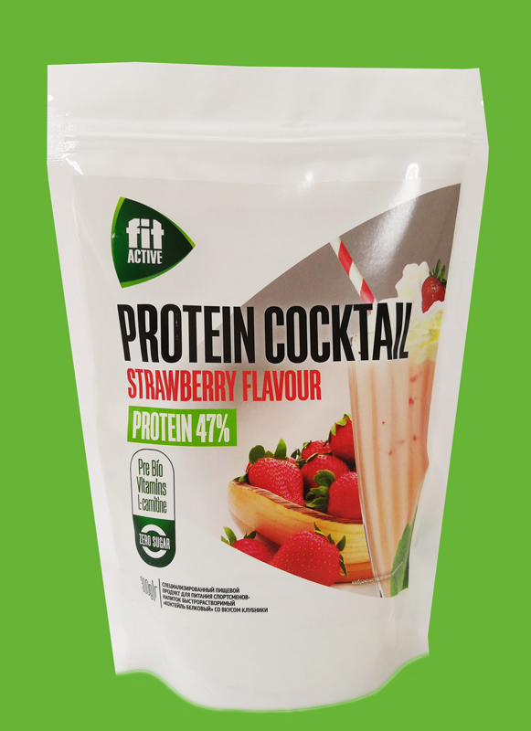 Fit Activ Коктейль белковый с L-карнитином и гуараной Клубника 300г