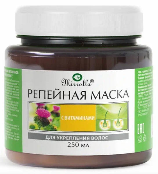 епейная маска с витаминами для укрепления волос 250 мл Mirrolla
