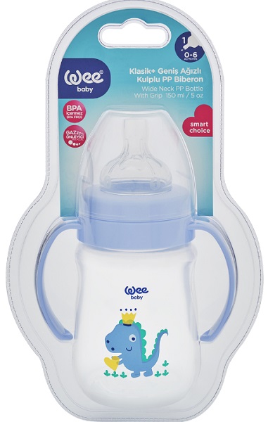 WeeBaby бутылочка для кормления с ш/г с ручками Classic Plus 150мл соска №1 цвета в ассортименте