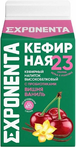 Напиток кефирный Exponenta Кефирная 450г Вишня-Ваниль с выс.содерж.белка