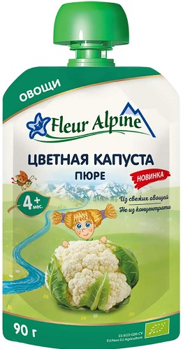 Fleur Alpine Пюре Цветная капуста 90г пауч с 5  мес 