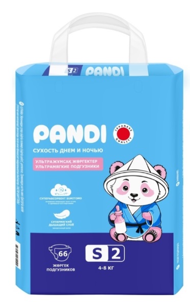 Подгузники для детей PANDI S (4-8кг) 66шт