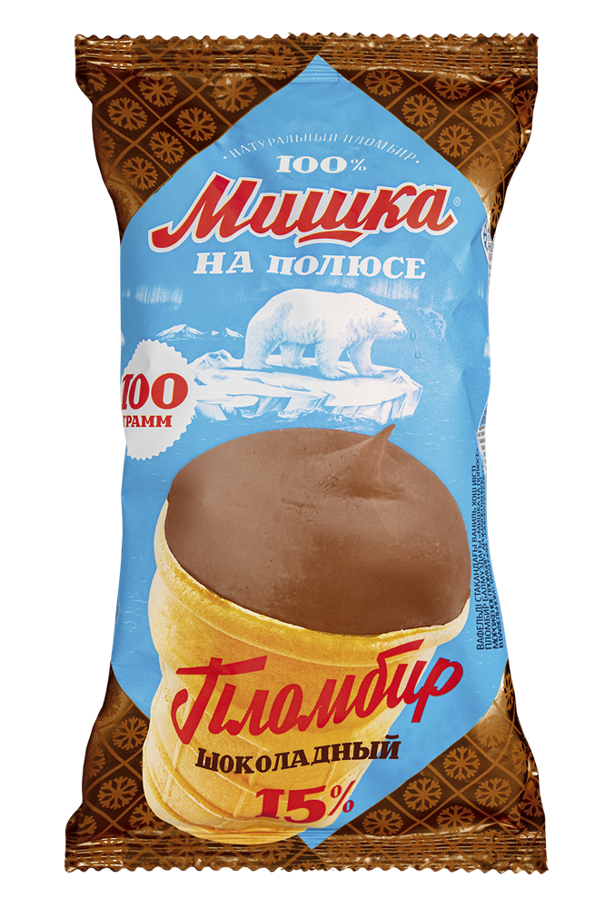 Мишка на полюсе Мороженое ваф.стак. Пломбир шоколадный 100г