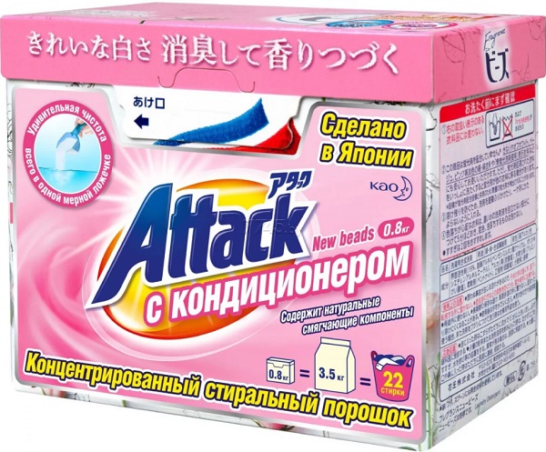 ATTACK Концентрированный универсальный стиральный порошок с Кондиционером 800 гр