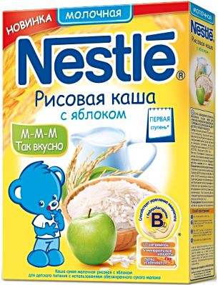 Nestle Каша молочная Рисовая с яблоком 220г с 4мес. дойпак