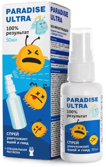PARADISE ULTRA 50 мл Спрей от вшей и гнид + гребень ( ср-во от педикулеза ) #_>