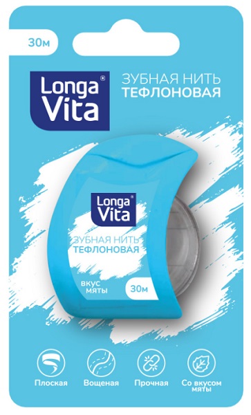 Зубная нить Long Vita Тефлоновая 30м арт.71266