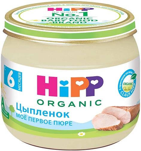 Хипп Органик Пюре Цыпленок 80г стекло Hipp