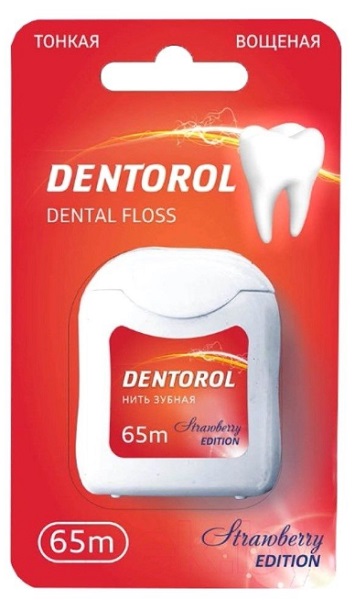 Зубная нить вощеная Dentorol Клубника 65м